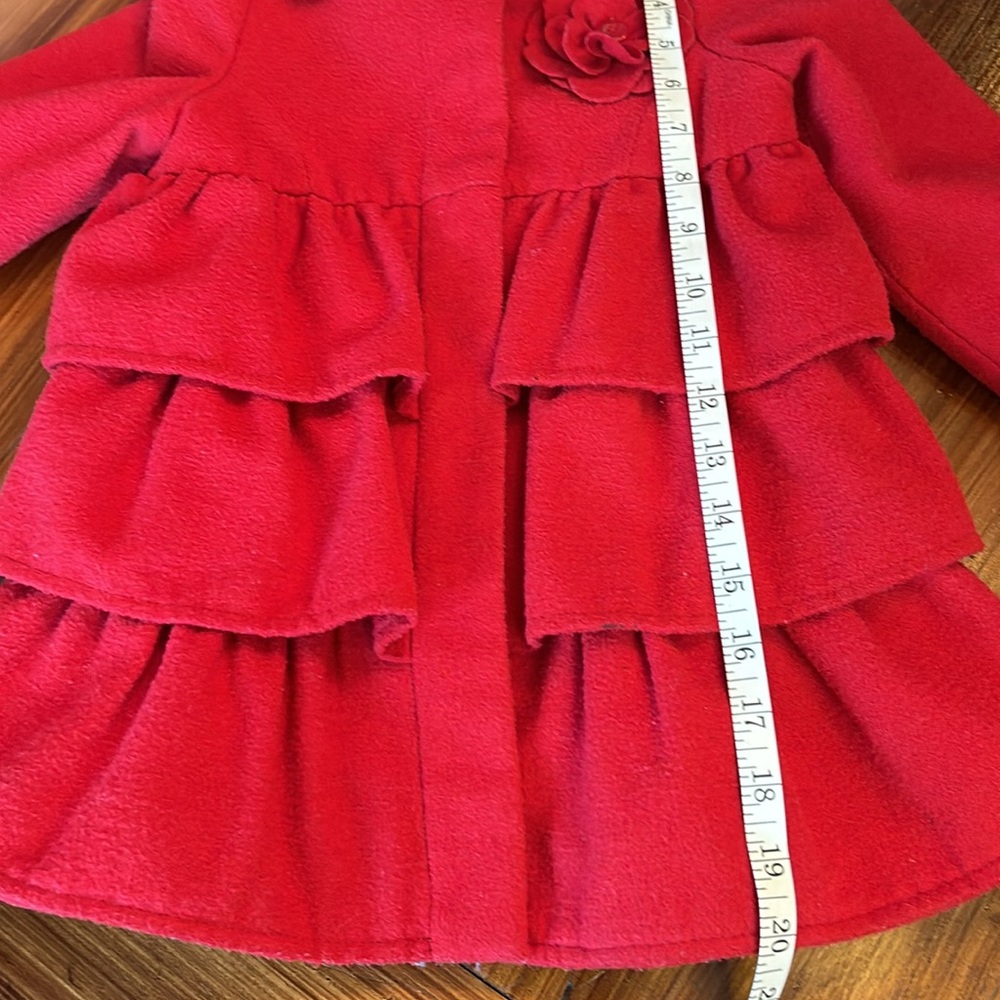 Little girls Red wool Ruffle coat - Picture 8 of 8